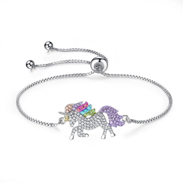 Multi-Colored Crystal Unicorn Adjustable Bracelet made with Swarovski Elements Jewelry - DailySale