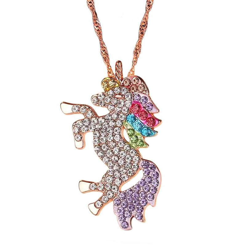 Multi-Colored Unicorn Swarovski Crystal Pendant Necklace Necklaces Gold - DailySale
