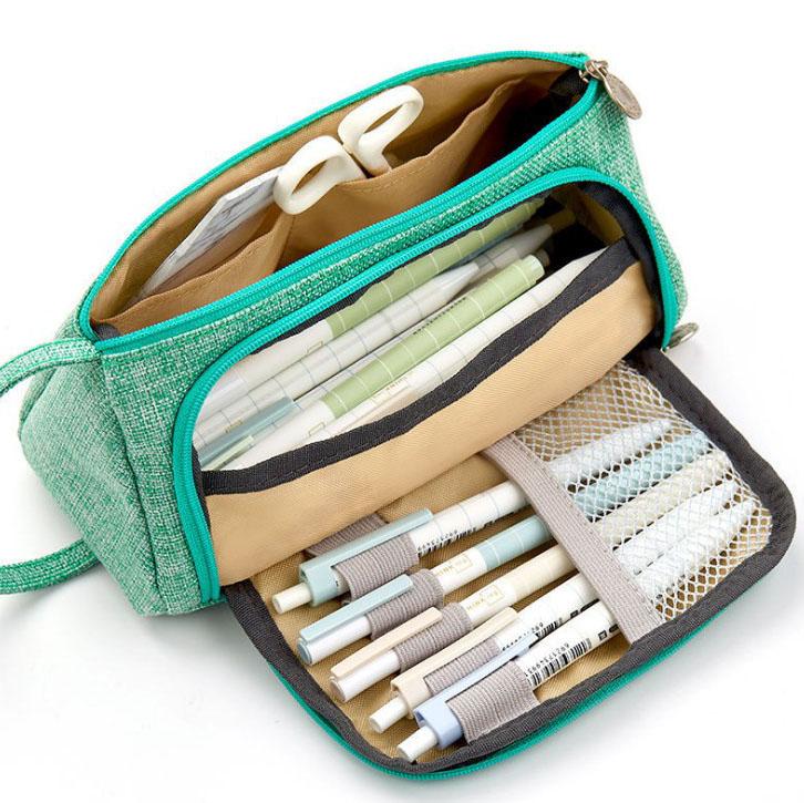 Multi-Compartment Large Capacity Pencil Case Pouch Everything Else Green - DailySale