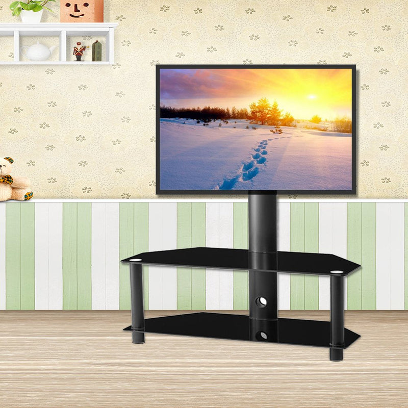 Multi-Function Angle and Height Adjustable Tempered Glass Metal Frame Floor TV Stand TV & Video - DailySale