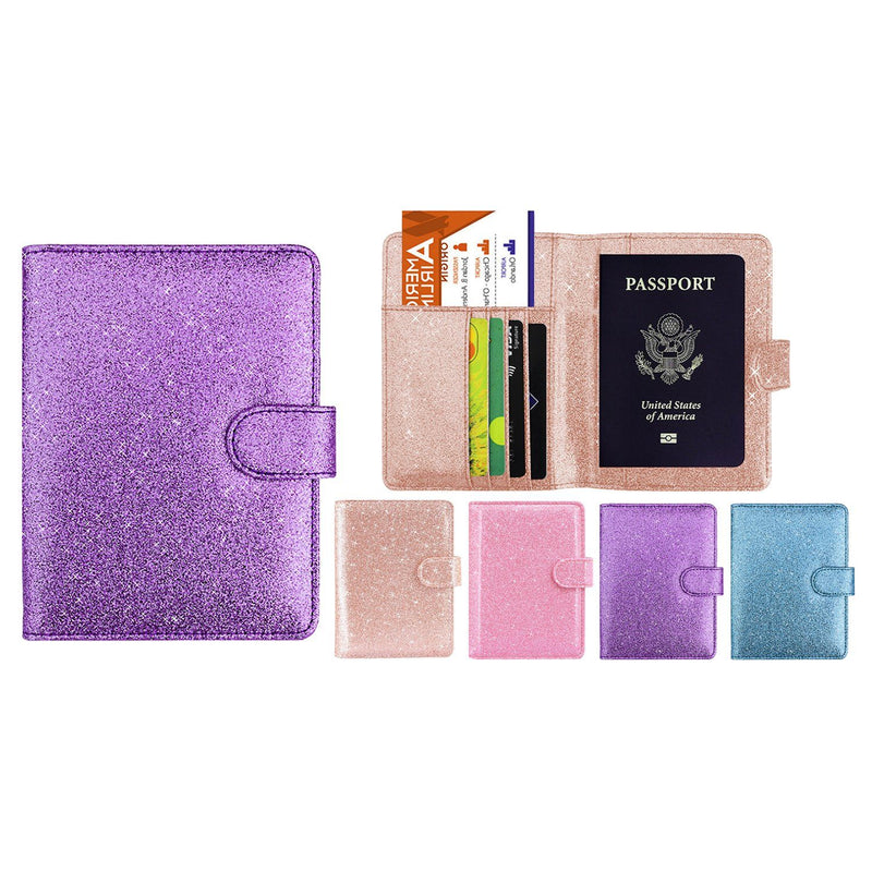 Multi Function Glitter Bling RFID Passport Organizer With CDC Vaccination Card Holder Bags & Travel - DailySale