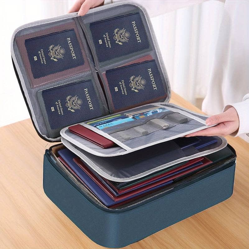 Multi-Layer Document Tickets Storage Bag Certificate File Organizer Case Bags & Travel Without Lock Navy - DailySale