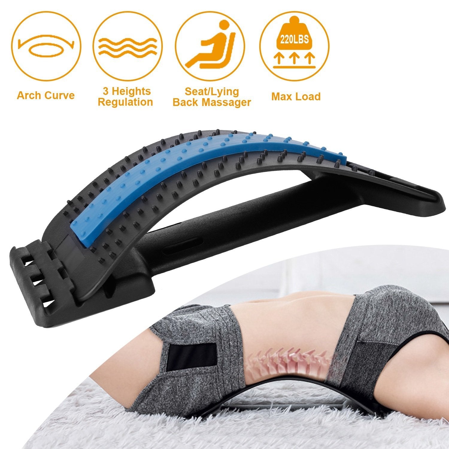 Multi-Level Lumbar Spinal Support Stretcher Wellness - DailySale