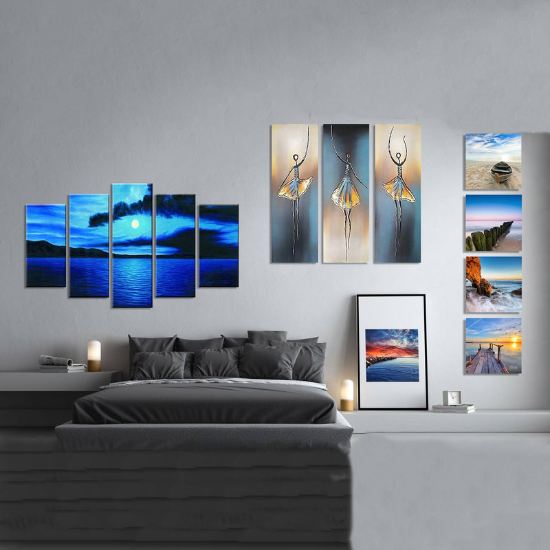 Multi-Panel Modern Abstract Paintings on Canvas Stretched on Wood Lighting & Decor - DailySale