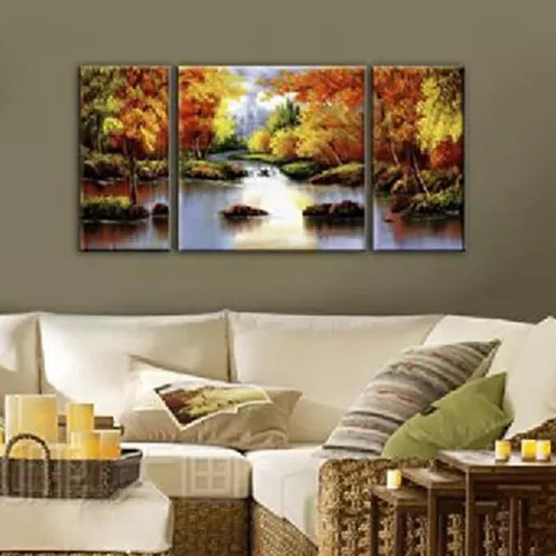 Multi-Panel Modern Abstract Paintings on Canvas Stretched on Wood Lighting & Decor Forest Trees - DailySale