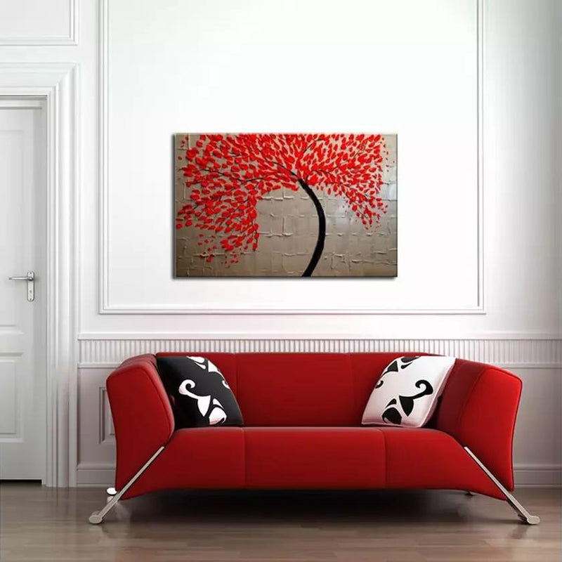 Multi-Panel Modern Abstract Paintings on Canvas Stretched on Wood Lighting & Decor Red Flowers/White Background - DailySale