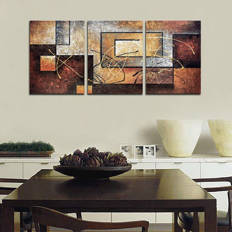 Multi-Panel Modern Abstract Paintings on Canvas Stretched on Wood Lighting & Decor Rusty Squares - DailySale