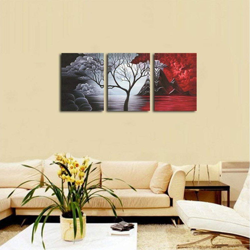 Multi-Panel Modern Abstract Paintings on Canvas Stretched on Wood Lighting & Decor The Cloud Tree - DailySale