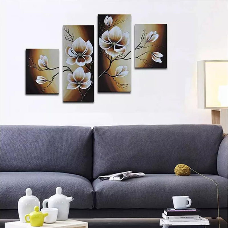 Multi-Panel Modern Abstract Paintings on Canvas Stretched on Wood Lighting & Decor Warm Day Yellow Flowers - DailySale
