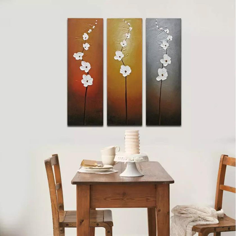Multi-Panel Modern Abstract Paintings on Canvas Stretched on Wood Lighting & Decor White Flowers - DailySale