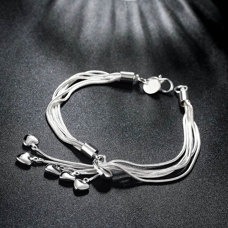 Multi Strand Heart Charm Bracelet Jewelry - DailySale