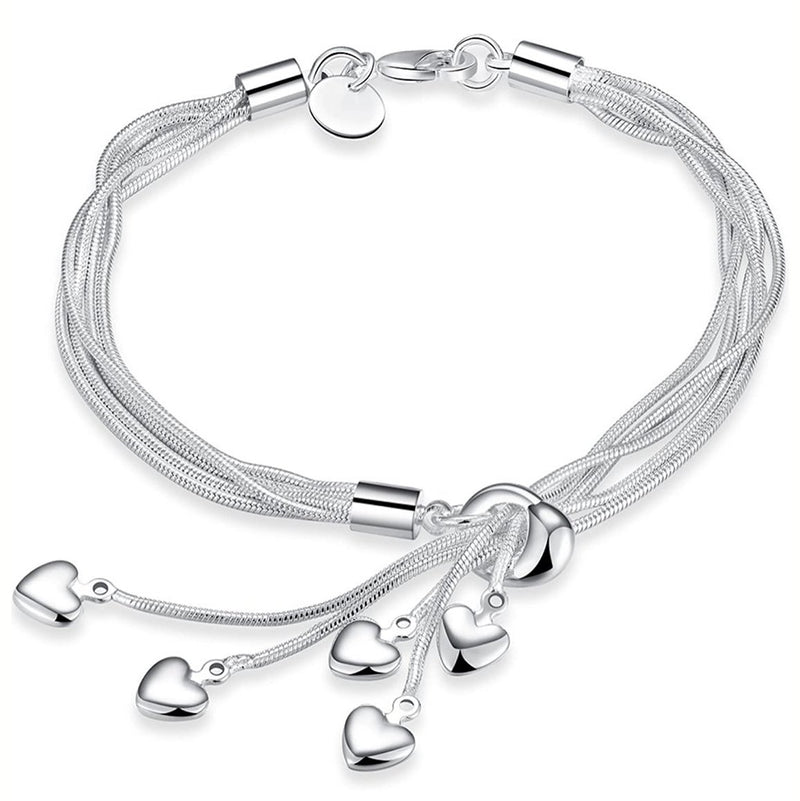 Multi Strand Heart Charm Bracelet Jewelry - DailySale