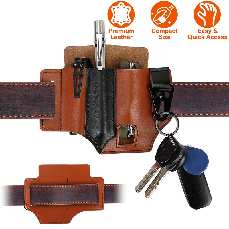 Multi-tool Sheath for Belt Leather EDC Pocket Organizer