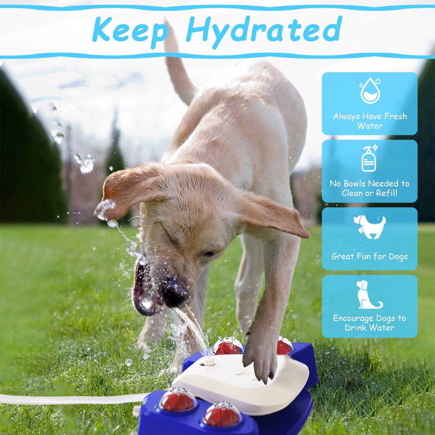 Multifunctional Automatic Pet Water Dispenser Outdoor Step-on Activated Sprinkler Pet Supplies - DailySale