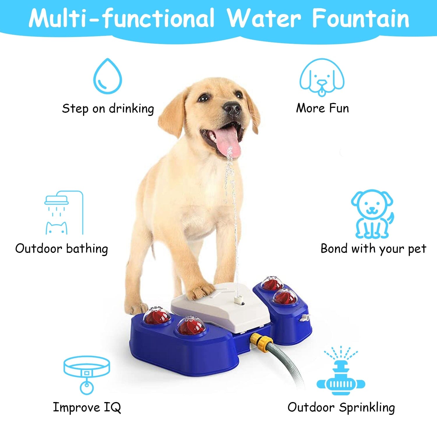 Multifunctional Automatic Pet Water Dispenser Outdoor Step-on Activated Sprinkler Pet Supplies - DailySale