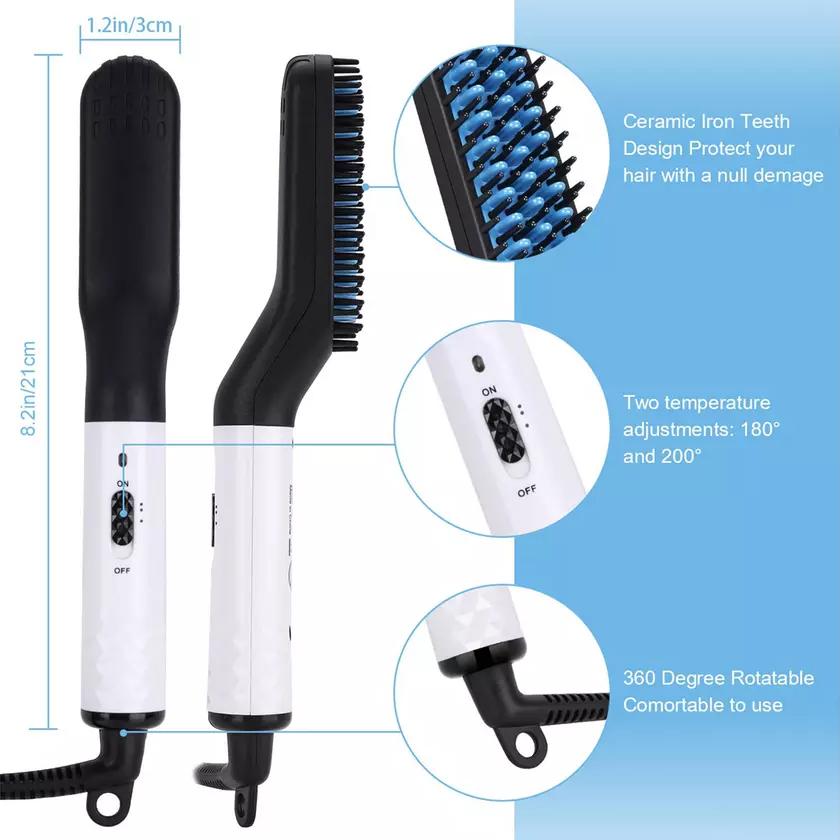 Multifunctional Beard Straightener for Men Electric Hot Hair Straightening Comb Men's Grooming - DailySale