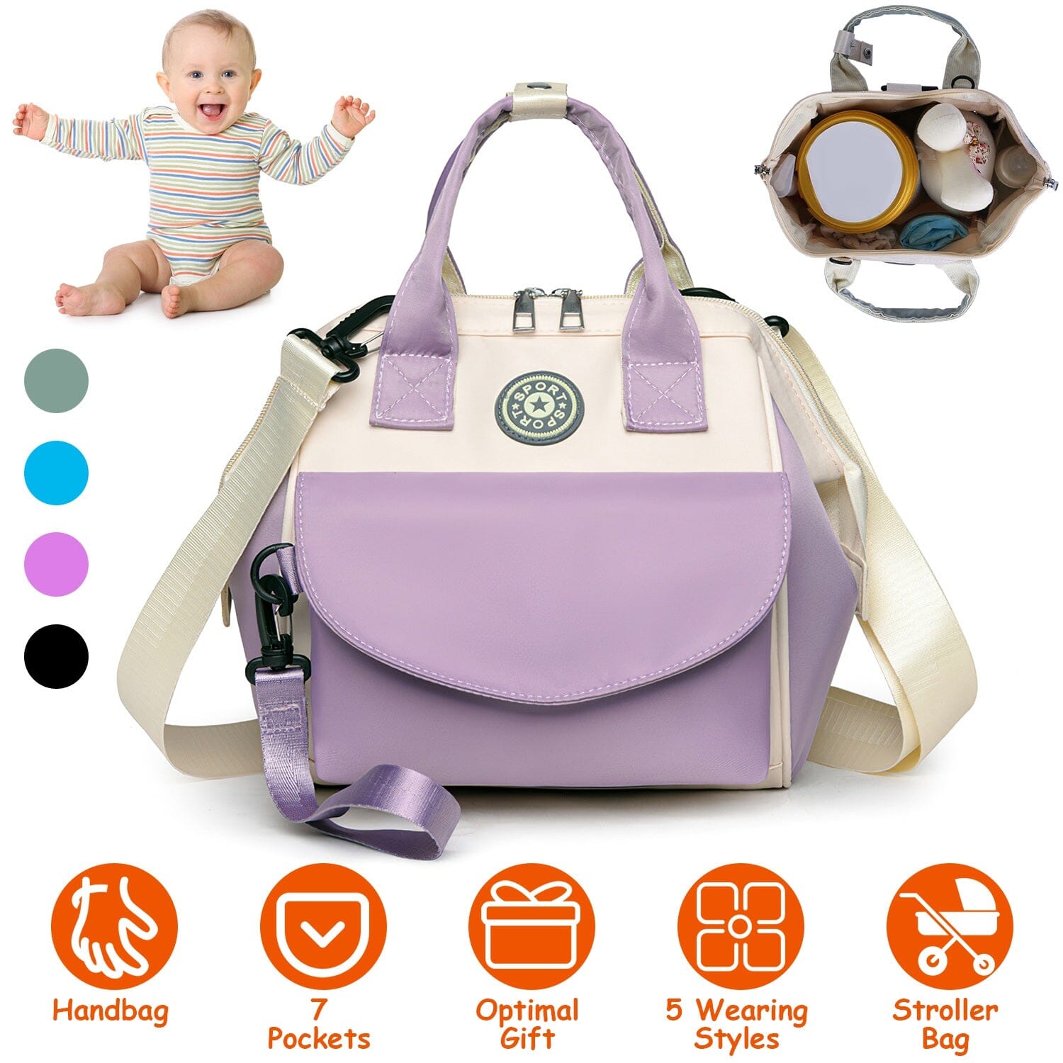 Multifunctional Diaper Changing Bag with 2 Insulated Pockets Commute Bag Bags & Travel - DailySale