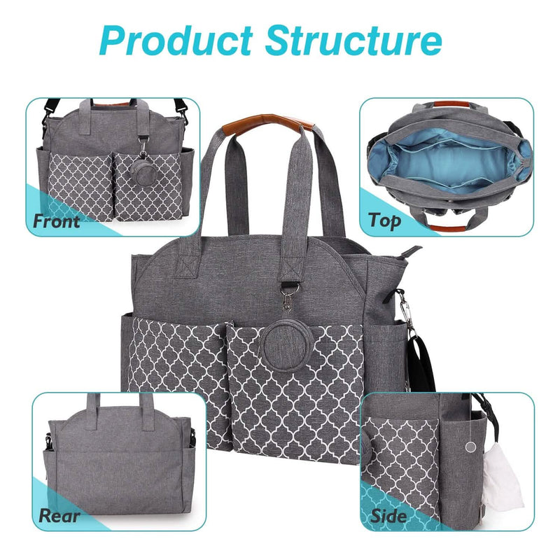 Multifunctional Diaper Changing Tote Bag with Adjustable Messenger Strap Bags & Travel - DailySale