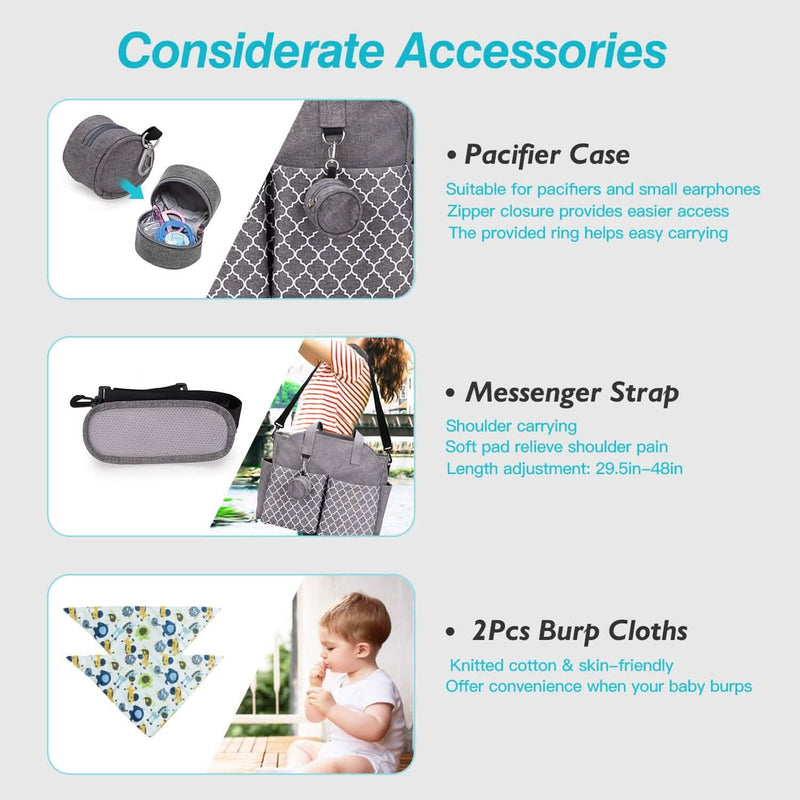 Multifunctional Diaper Changing Tote Bag with Adjustable Messenger Strap Bags & Travel - DailySale