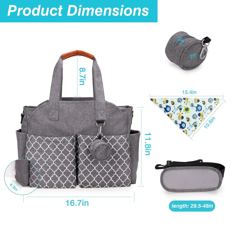 Multifunctional Diaper Changing Tote Bag with Adjustable Messenger Strap Bags & Travel - DailySale