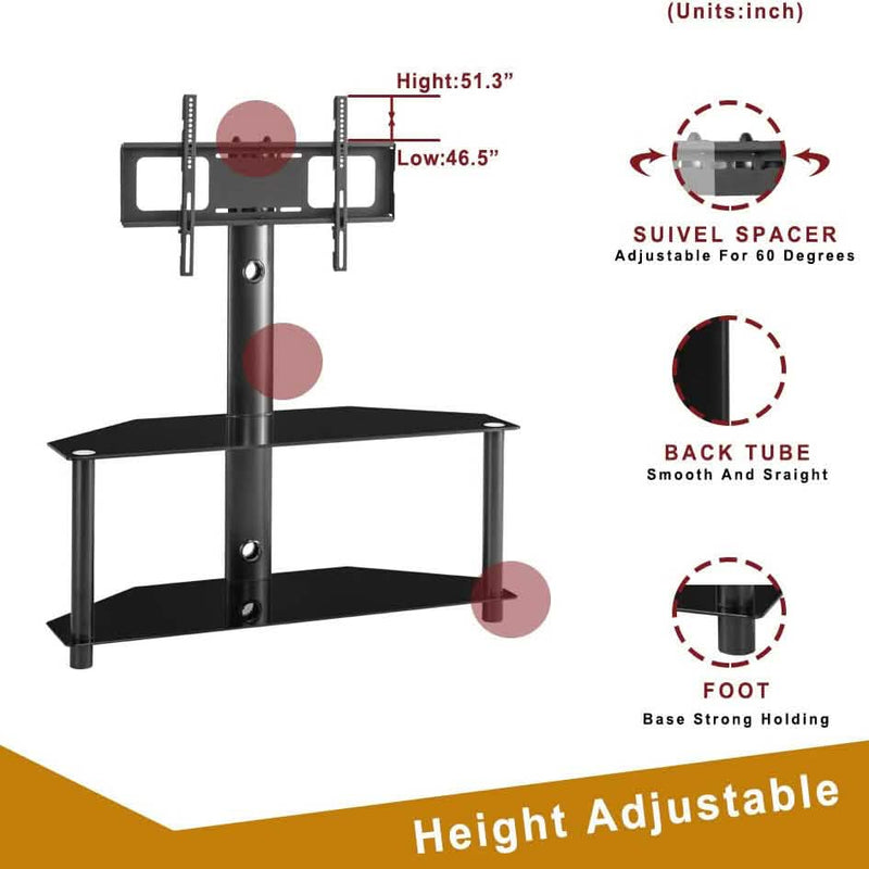 Multifunctional Tempered Glass Metal Frame Floor TV Stand Furniture & Decor - DailySale