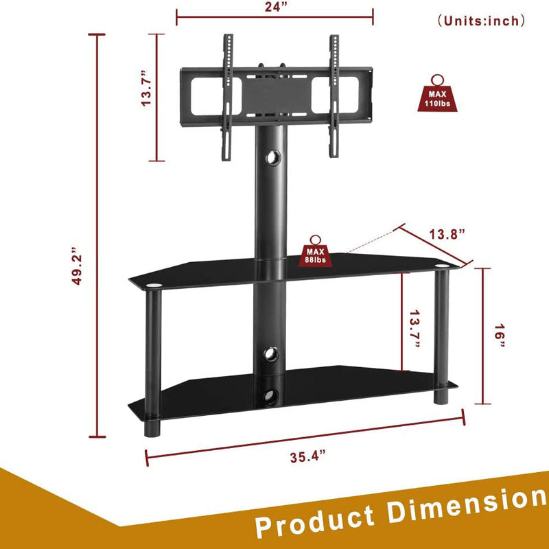 Multifunctional Tempered Glass Metal Frame Floor TV Stand Furniture & Decor - DailySale