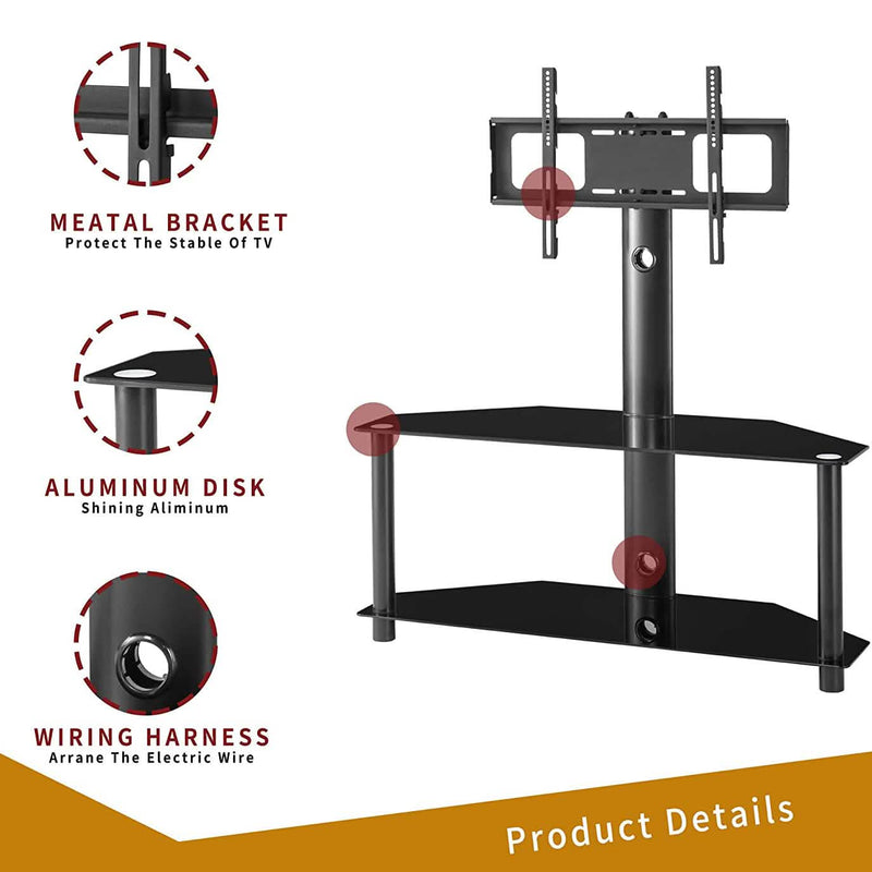 Multifunctional Tempered Glass Metal Frame Floor TV Stand Furniture & Decor - DailySale