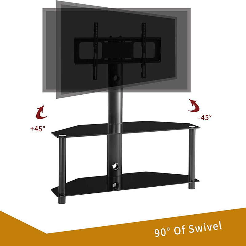 Multifunctional Tempered Glass Metal Frame Floor TV Stand Furniture & Decor - DailySale