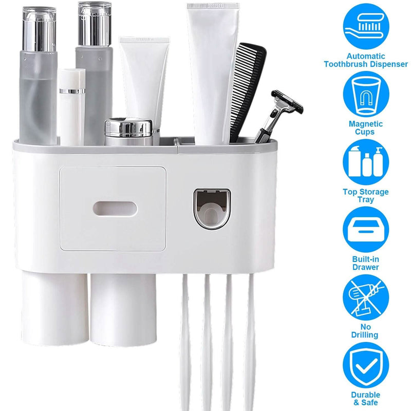 Multifunctional Wall Mount Toothbrush Holder Rack Organizer Bath - DailySale