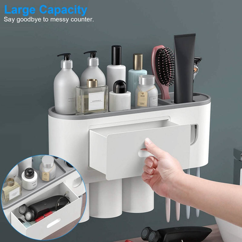 Multifunctional Wall Mount Toothbrush Holder Rack Organizer Bath - DailySale