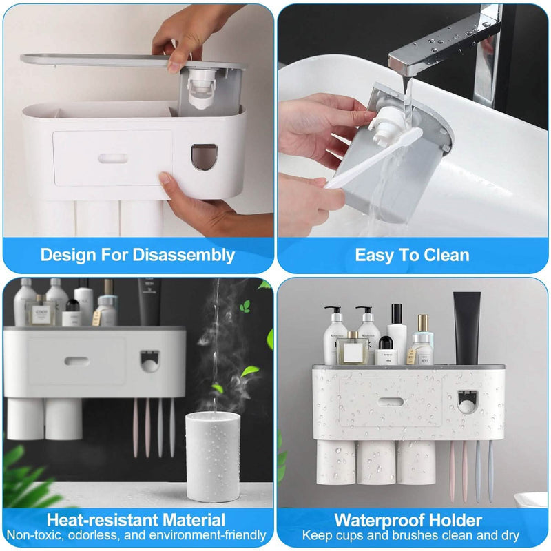 Multifunctional Wall Mount Toothbrush Holder Rack Organizer Bath - DailySale
