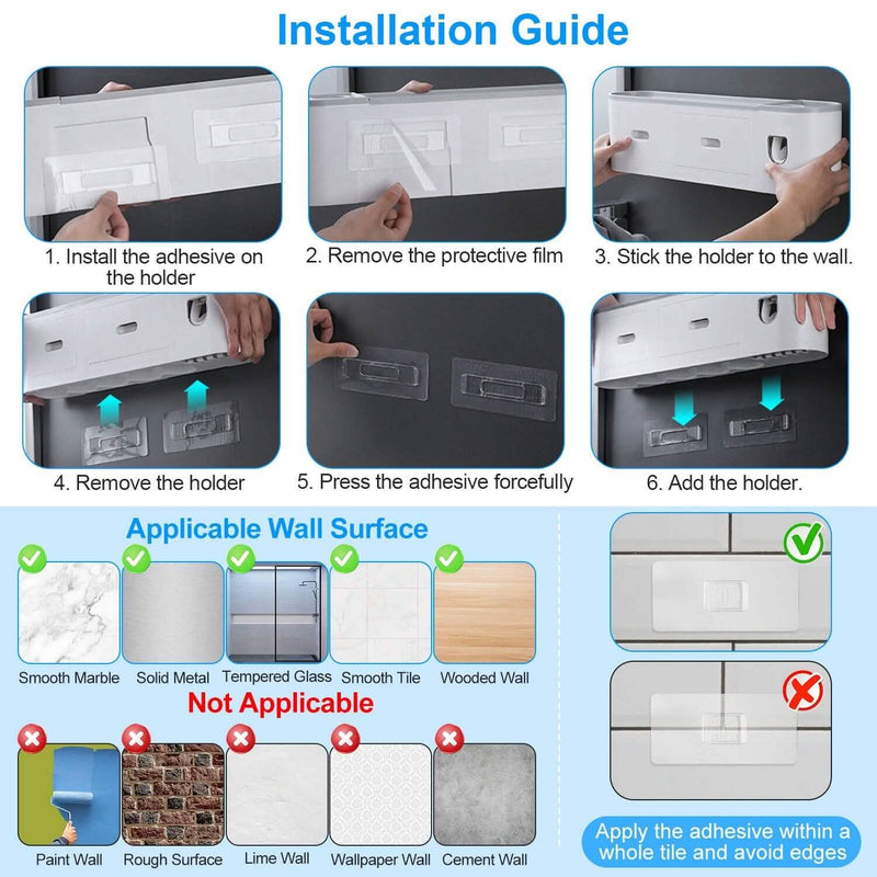 Multifunctional Wall Mount Toothbrush Holder Rack Organizer Bath - DailySale
