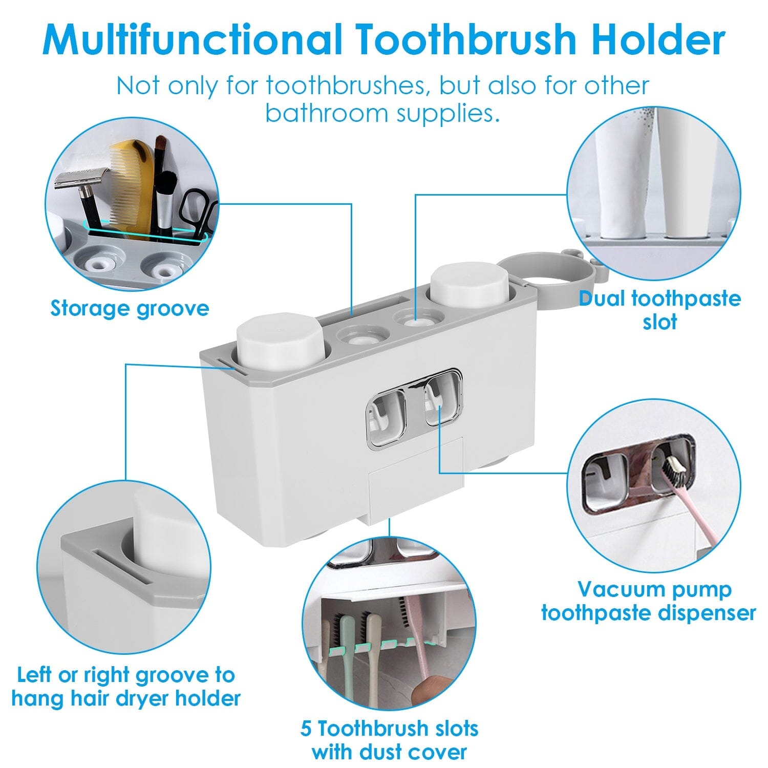 Multifunctional Wall Mount Toothbrush Organizer Bath - DailySale