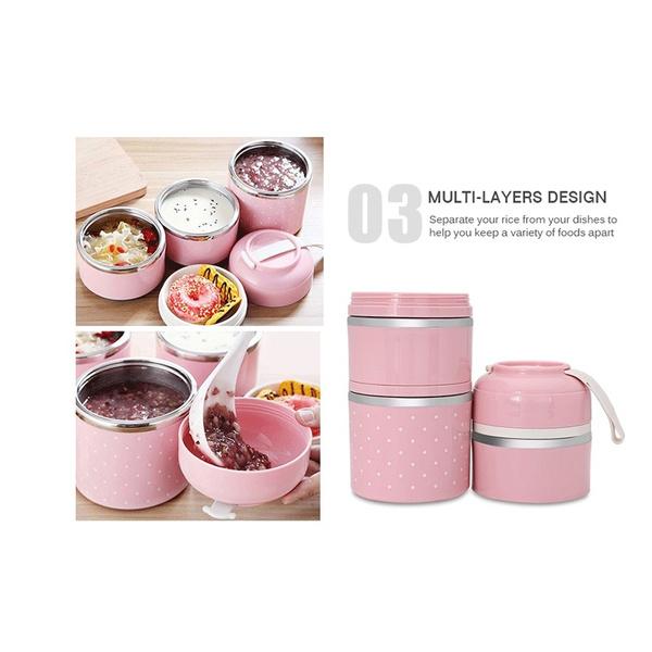 Multilayer Cute Thermal Lunch Box Stainless Steel Food Container Kitchen & Dining - DailySale