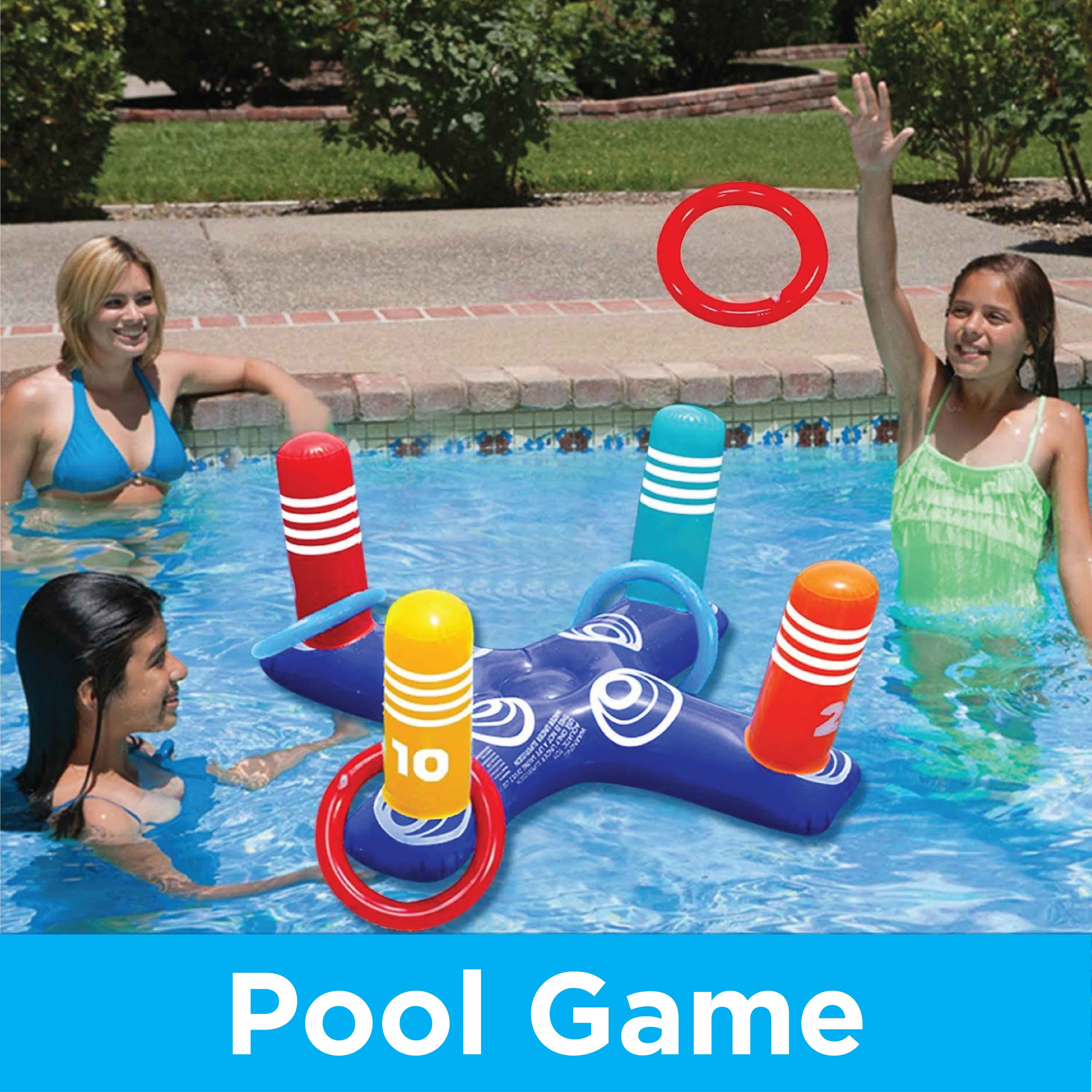 Multiplayer Pool Game Inflatable Pool Ring with 4 Pool Rings Toys & Games - DailySale