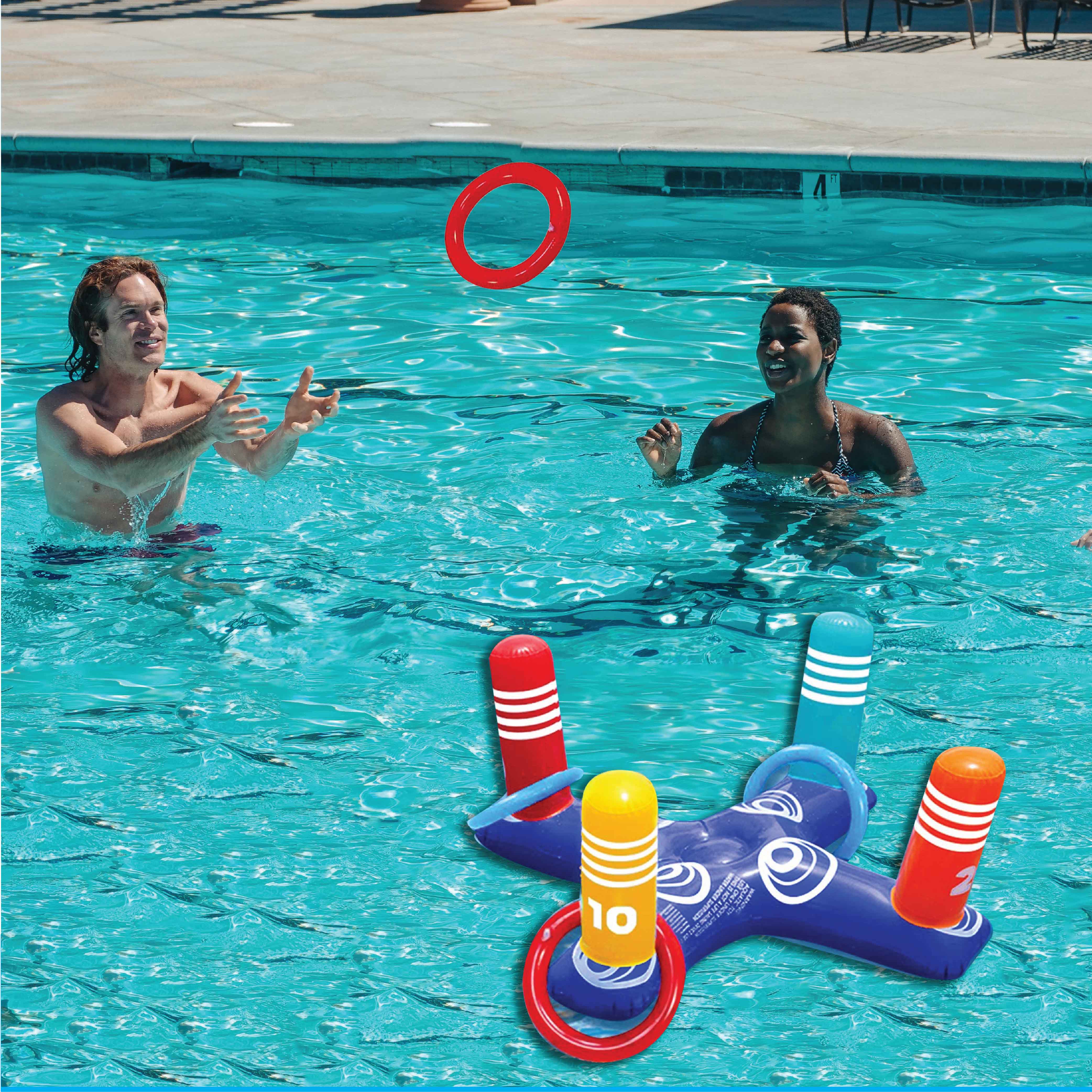 Multiplayer Pool Game Inflatable Pool Ring with 4 Pool Rings Toys & Games - DailySale