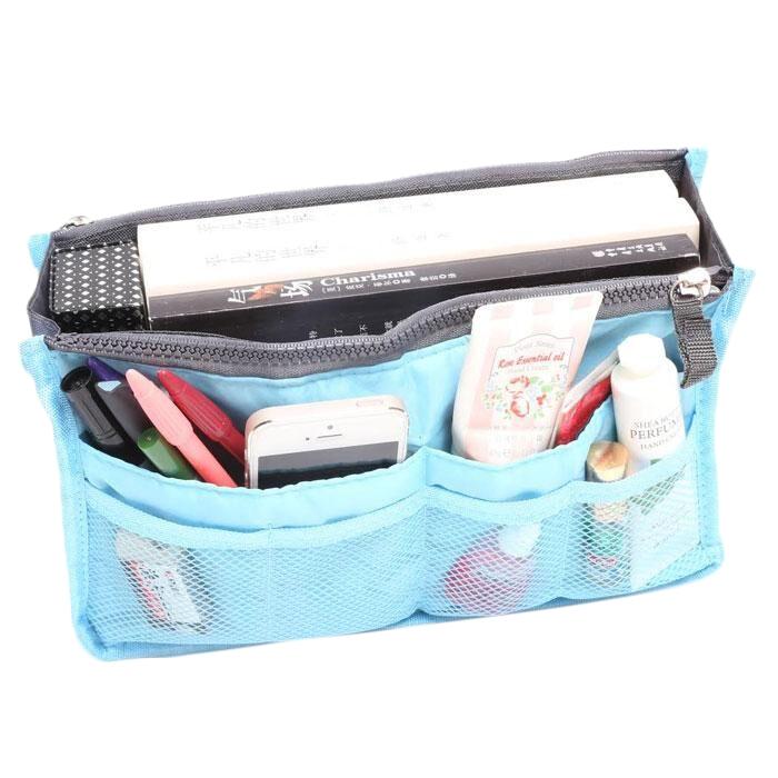 Multiple Pockets Cosmetic/Purse Organizer Bag Home Essentials Blue - DailySale