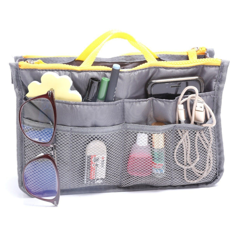 Multiple Pockets Cosmetic/Purse Organizer Bag Home Essentials Gray - DailySale