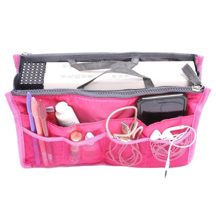 Multiple Pockets Cosmetic/Purse Organizer Bag Home Essentials Hot Pink - DailySale