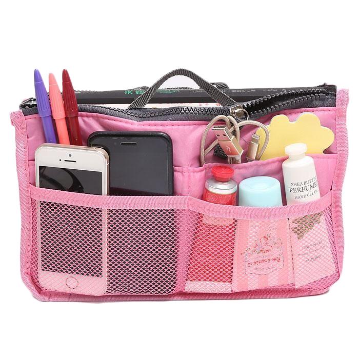 Multiple Pockets Cosmetic/Purse Organizer Bag Home Essentials Light Pink - DailySale