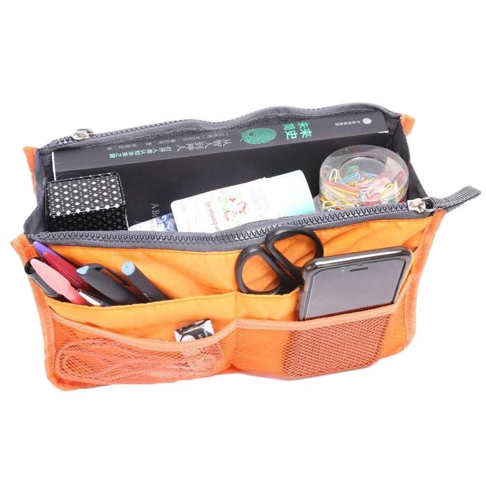Multiple Pockets Cosmetic/Purse Organizer Bag Home Essentials Orange - DailySale