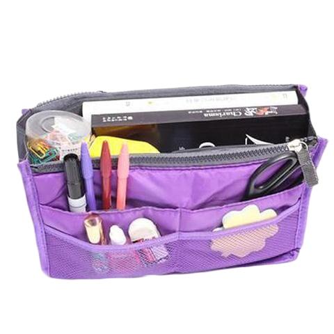 Multiple Pockets Cosmetic/Purse Organizer Bag Home Essentials Purple - DailySale