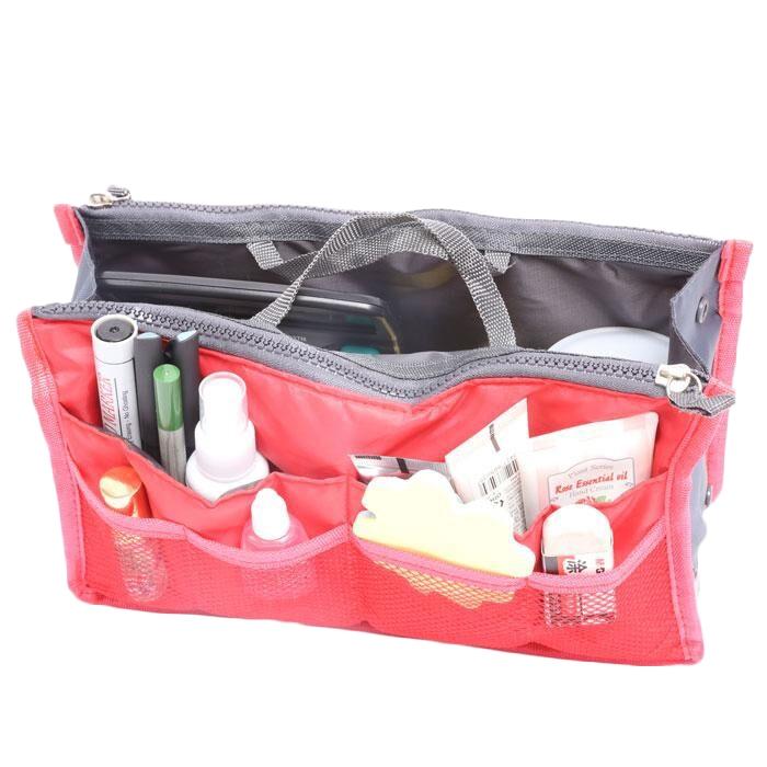 Multiple Pockets Cosmetic/Purse Organizer Bag Home Essentials Red - DailySale