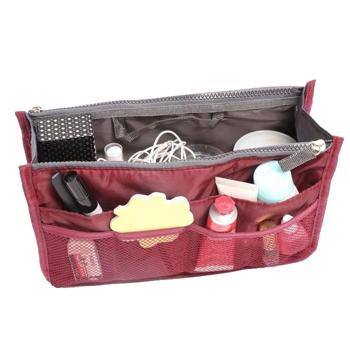 Multiple Pockets Cosmetic/Purse Organizer Bag Home Essentials Wine - DailySale