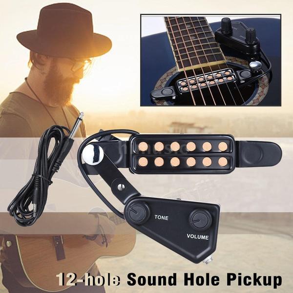 Music Tools 12-hole Acoustic Guitar Sound Hole Pickup Magnetic Transducer with Tone Volume Controller Audio Cable Headphones & Audio - DailySale