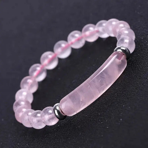 Natural Gemstone Crystal Rough Bracelet Women's Shoes & Accessories Pink Crystal Bracelet - DailySale