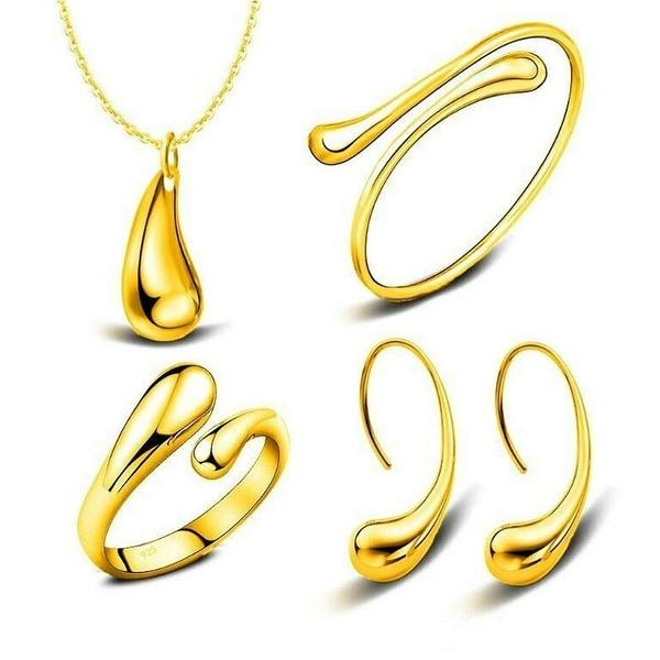 Necklace Ring Hook Oval Earings Set Necklaces Gold - DailySale