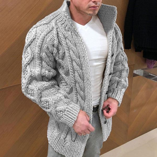 New Fashion Men's Sweater Cardigan Men's Clothing Gray S - DailySale