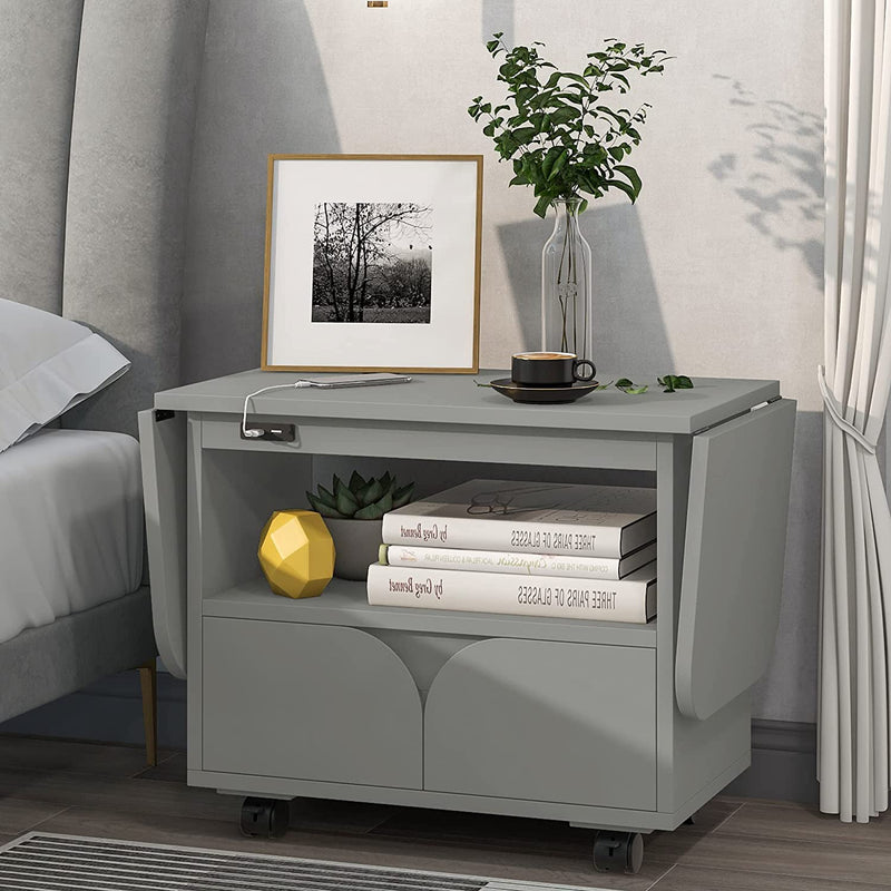 Nightstand with USB Port and Foldable Tabletop Furniture & Decor - DailySale