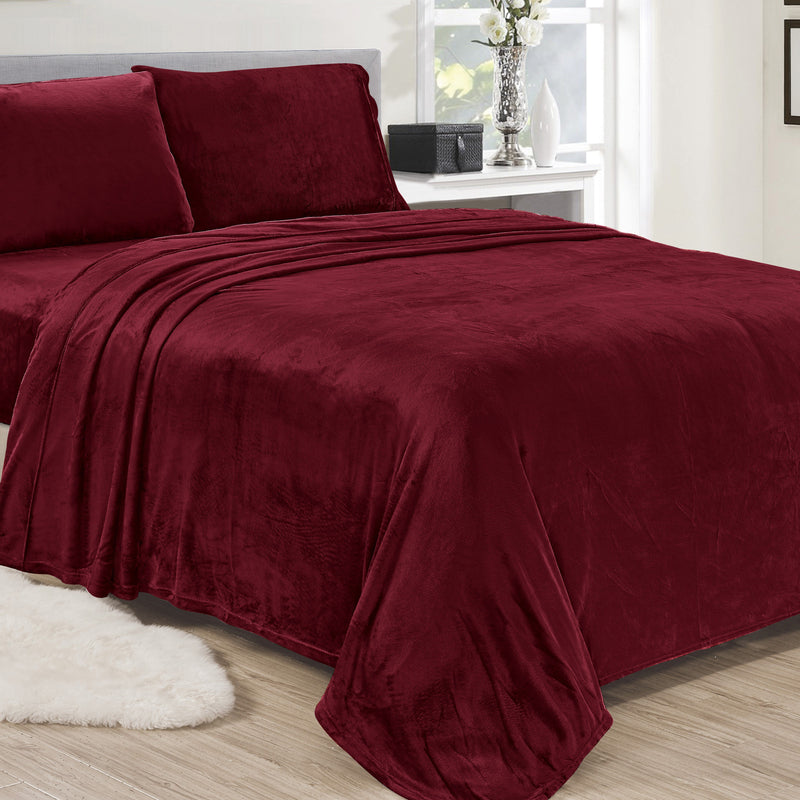 Noble House Lavana Microplush Sheet Set Bedding Twin Burgundy - DailySale